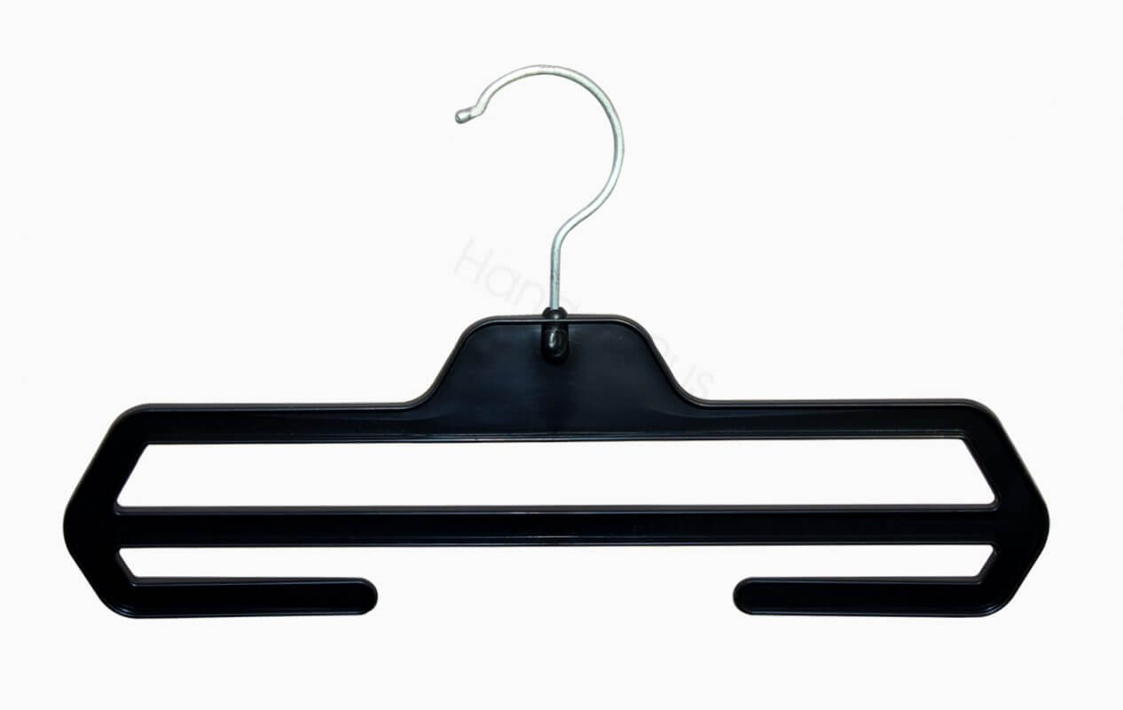Black Plastic Children Trouser Bar Hangers with Chrome Hook 29 CM Hangersrus